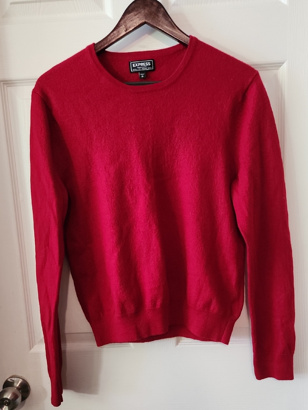 Express Extra Fine Merino Wool Red Crewneck Pullover Sz XL